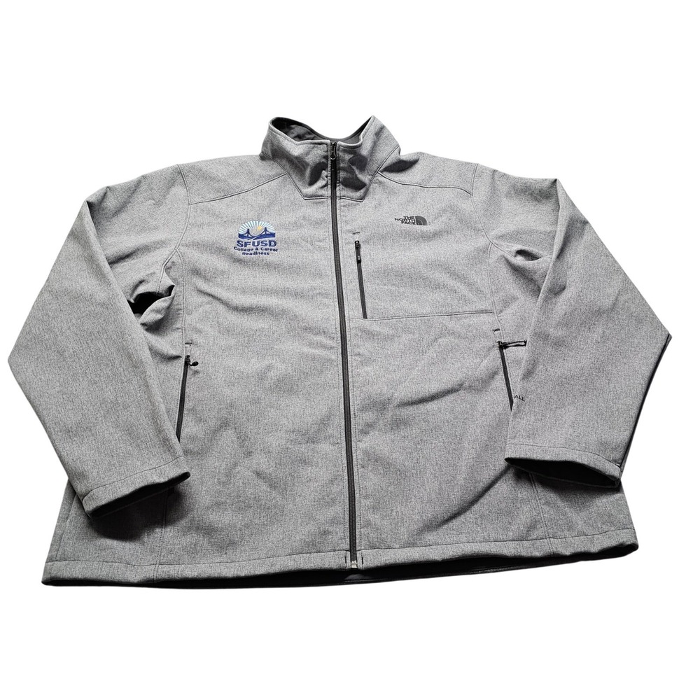 SFUSD The North Face Jacket Mens 3XL Gray Softshell Apex Bionic Full Zip Coat